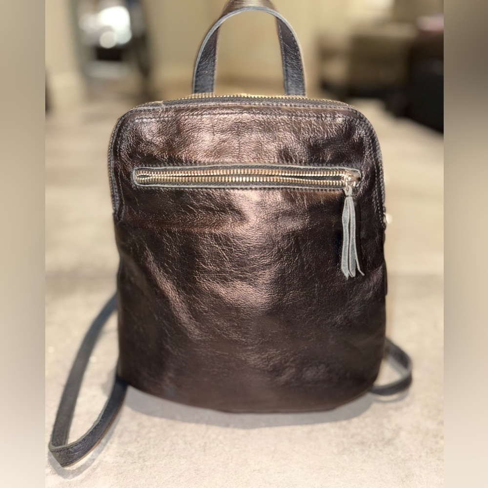 Brandy Melville vintage mini black backpack metallic sheen